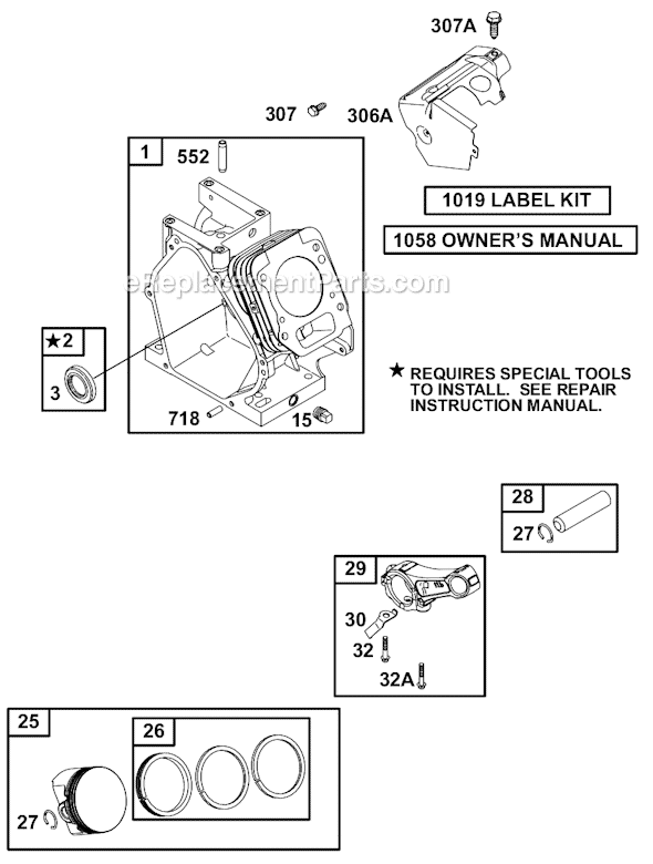 Page A Diagram and Parts List for 12B400SERIES  Briggs and Stratton Engine